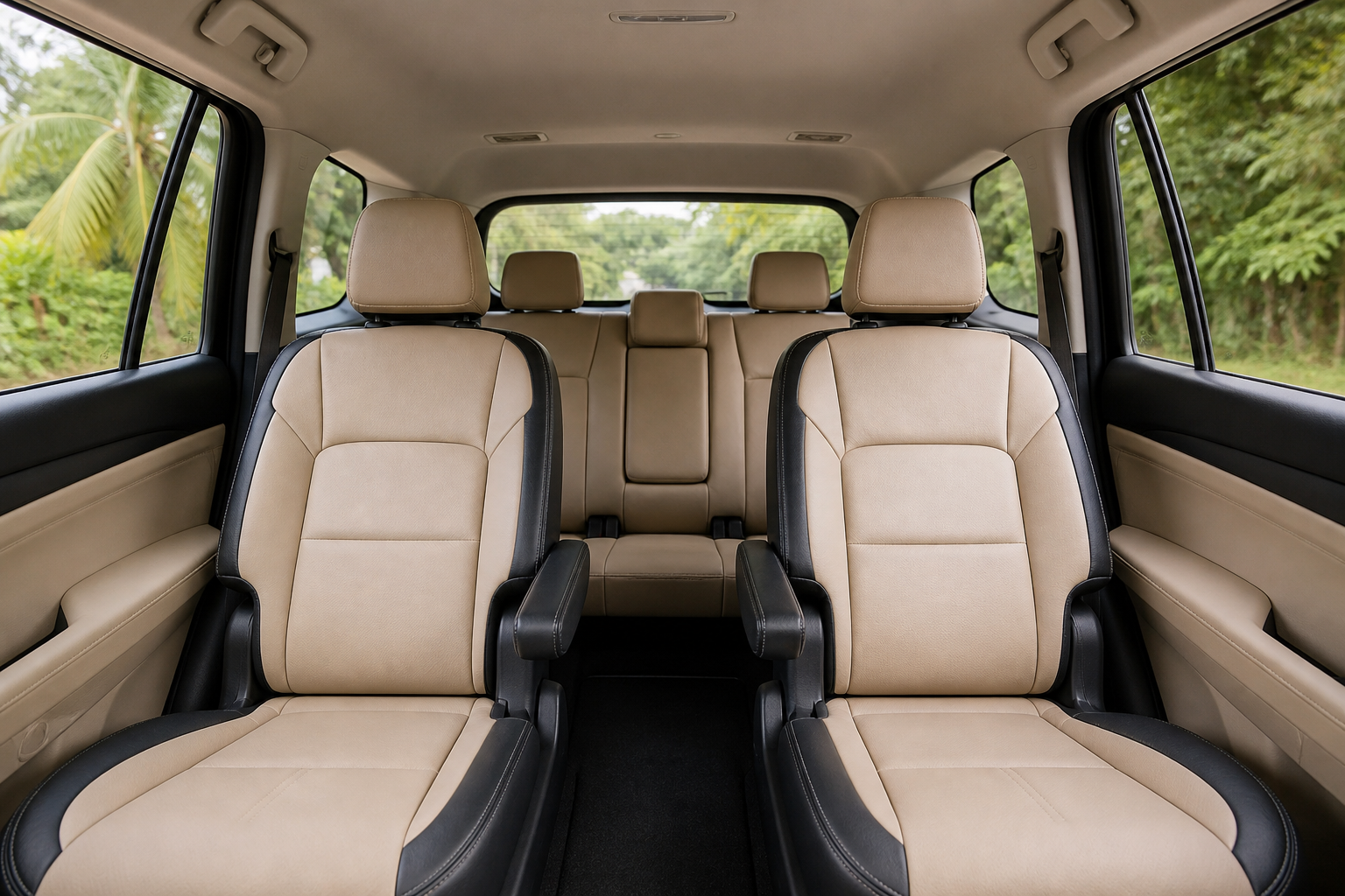 Seven-seater rental vehicle interior